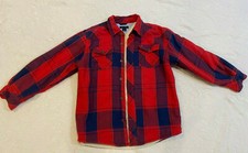 Tommy Hilfiger Boys Kids Lined Flannel Lined Button Jacket Red Plaid Size 6 Yrs