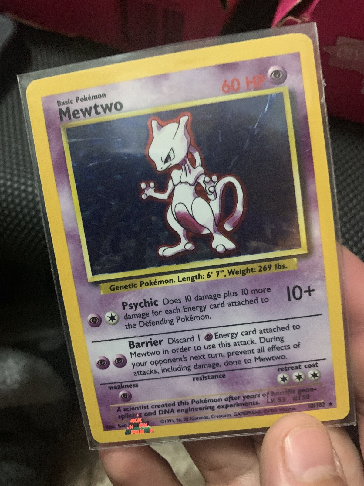 1995 Original MewTwo Shadow Halo 10/102 Pokemon card No. 150 MINT  Holographic | eBay