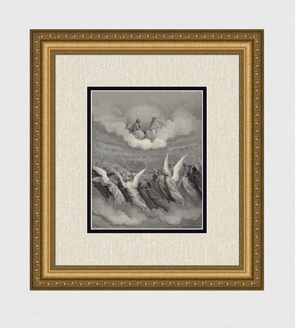 1800s Gustave DORE SIGNED Paradise Lost Woodcut 