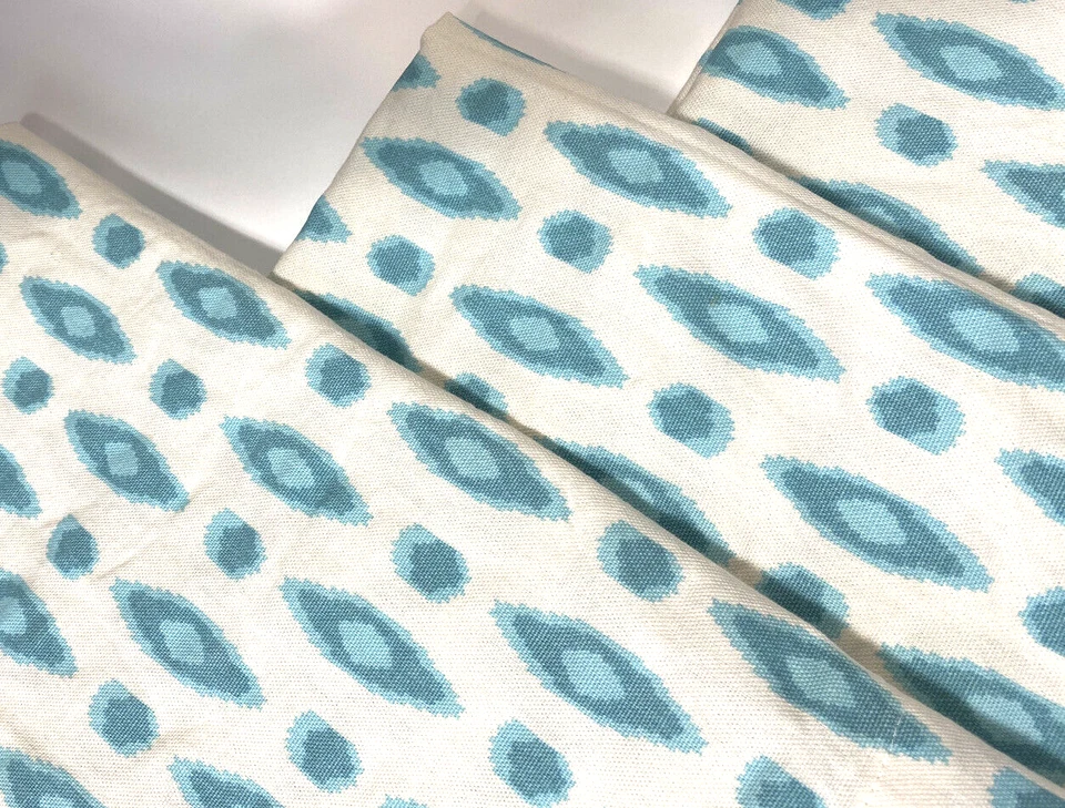 Комплект из 3 занавесок на заказ ручной работы холст синий богемный икат печать короткие балдахины хлопок - Изображение 2 из 4