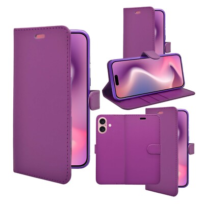 Für Apple iPhone 16 Plus Handy Hülle Wallet Flip PU Leder Kartenfach Cover