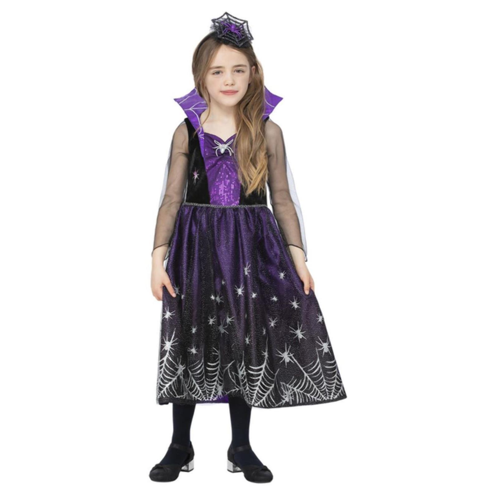 Niños Negro Morado Araña Halloween Fiesta Cumpleaños Tema Spiderella Disfraz