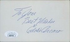Eddie Arcaro Jockey Signed 3x5 Index Card JSA Authenticated Personalized