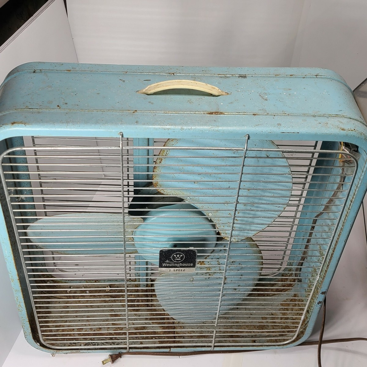 Vtg. Westing House Metal 2 Speed Box Fan, Blue | eBay
