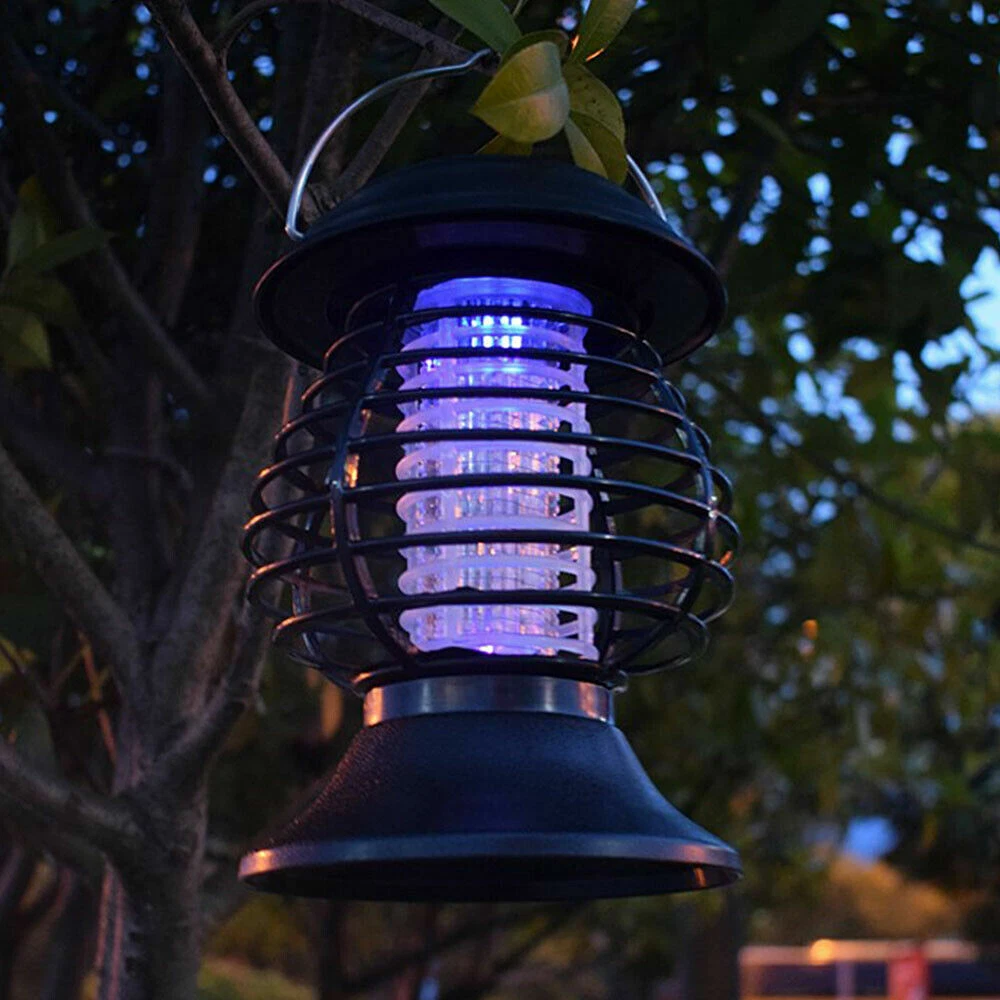 Solar Powered Outdoor Mosquito Fly Bug Insect Zapper Killer Trap UV Lamp Light - Picture 9 of 12