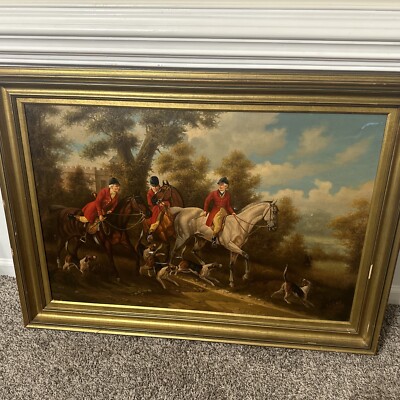 Marcello Artist Original Oil Impressionist ''Fox Hunting Scene'' Damaged As Is