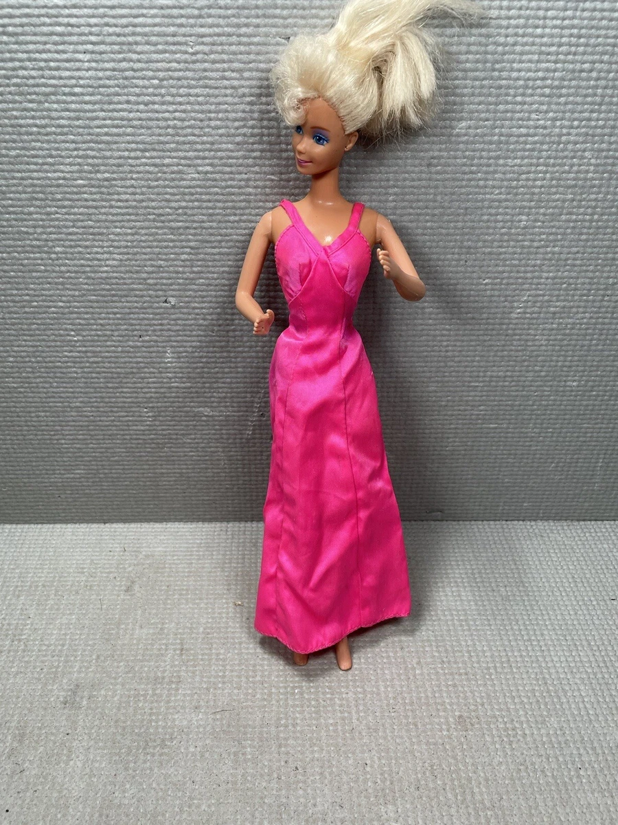 Vintage Barbie Pink Evening Gown Satin Ripped Needs TLC Fits Barbie Great