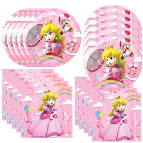 GYSIXGAOSU 40Pack Princess Peach birthday Party Supplies include 20 plates 20...