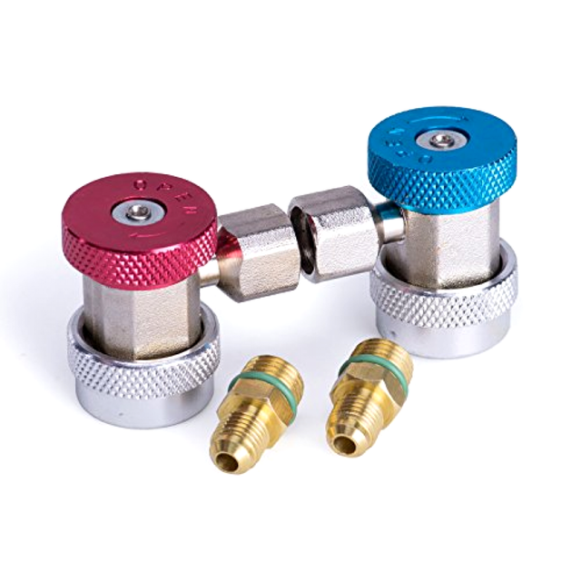 Adjustable R134A Adapter Fittings Quick Coupler High Low AC Hose