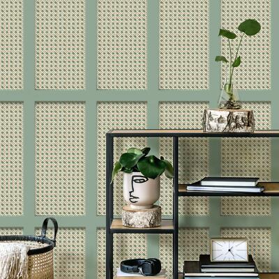 Fine Decor Cane Panel Wallpaper Realistic 3D Effect Rattan Mesh Sage FD42999