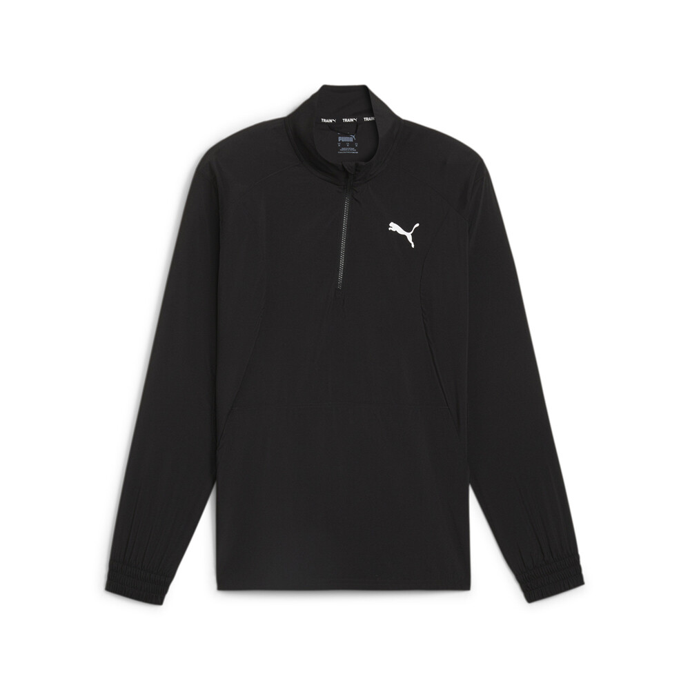 Puma Fit Woven Logo Mock Neck Long Sleeve Quarter Zip Pullover Mens Black  52492