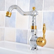 Polished Gold Silver Bathroom Swivel Basin Mixer Tap Sink Lavatory Faucet