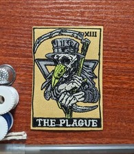 The Plague Patch Tarot Card Goth Punk Death Embroidered Iron On Patch 3.5x2.5"