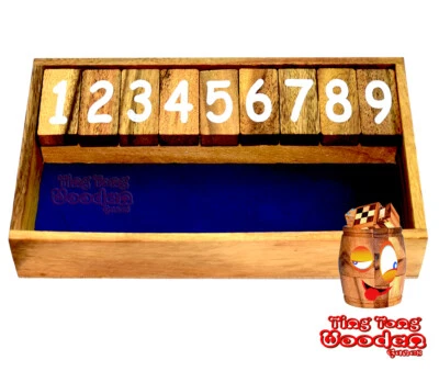 Klappenspiel Shut the Box 9 small blau Ting Tong Würfelspiel X Spieler Klapp Box - Bild 1 von 4