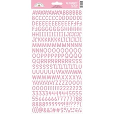 Doodlebug 13" Alphabet Soup Puffy Stickers Letters Numbers 250+ Pink Cupcake