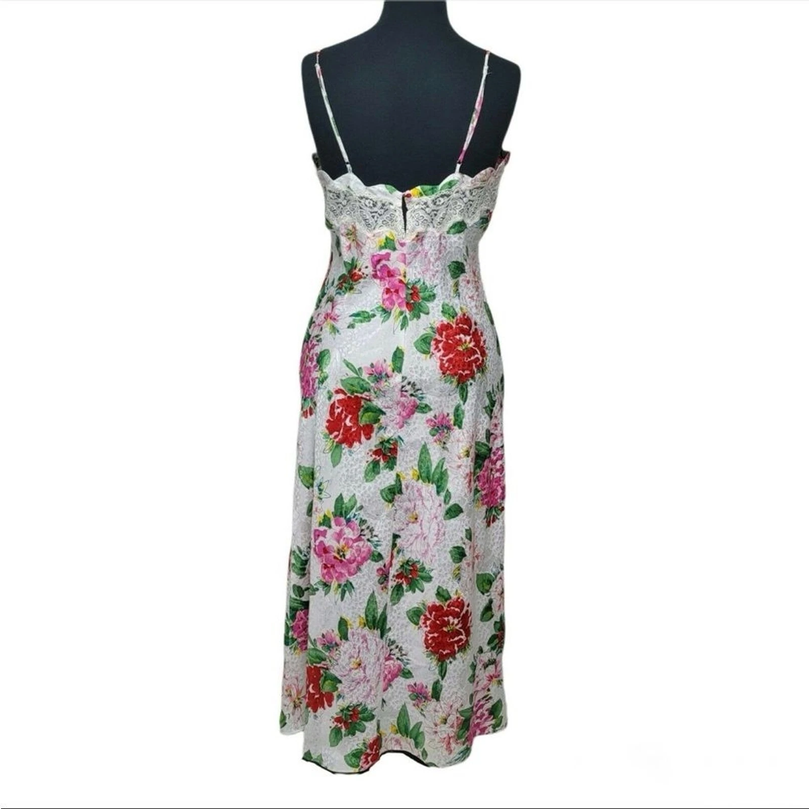 UNDERCOVER Abito da notte vintage Victoria Secret pizzo floreale raso slip chamise taglia grande