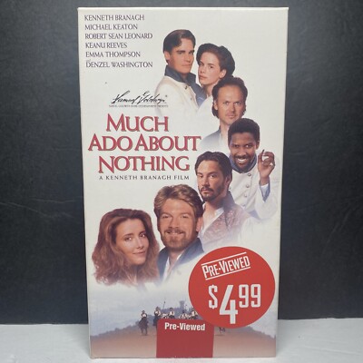 Much Ado About Nothing VHS 1994 Kenneth Branagh, Emma Thompson, Keanu Reeves