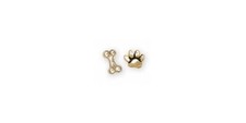 Dog Bone And Paw Earrings Jewelry 14k Gold Handmade Dog Earrings 1502-PEG