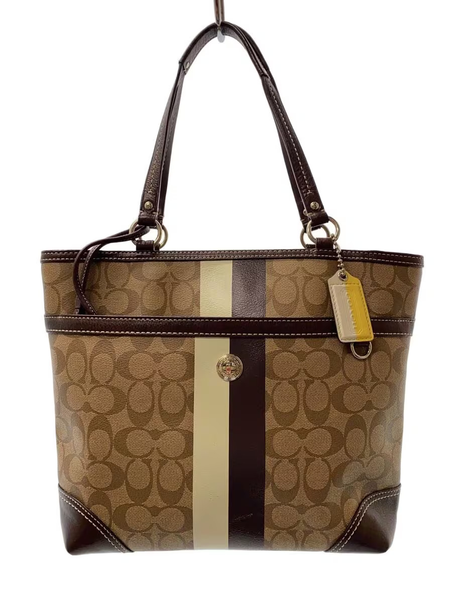 COACH Tote Bag BRW All-Over Print F14477, Some Scuffs