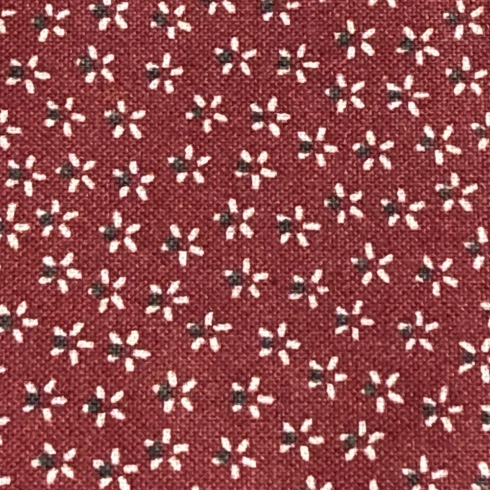 Vtg Ditsy Floral Fabric Cotton Rustic Red Tan Brown Quilt Doll 2 Yds x 26" READ - Image 2 of 4
