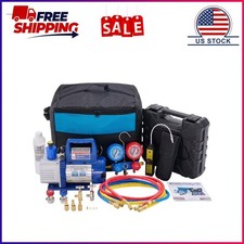 Gianna 110v 13 Hp 4cfm Single Stage Vacuum Pump Kit With R134a Manifold Gauge