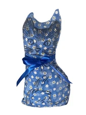 Paine Cat Pillow 8" Balsam Fir Filled Sachet Calico Cat Blue Sunflower Pattern 
