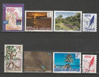 Joli lot de 8 timbres de Polynésie Française et Nouvelle Calédonie ( lot 1 )