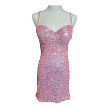 Fashion Nova Pink Sequin Bodycon Mini Dress, Size Medium