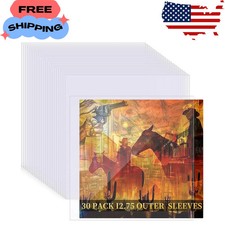 30 Pack 4 Mil Vinyl Record Outer Sleeves 12.75 x 12.75 Clear Protective Covers
