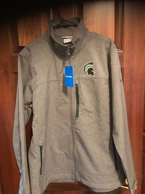 Columbia Mens CLG Ascender II Softshell Michigan St Spartans Jacket Gray LARGE