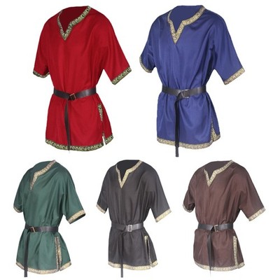 Mittelalter Gothic Waffenrock Hemd Tunika Vitus Kurzarm Herren Wikinger Top