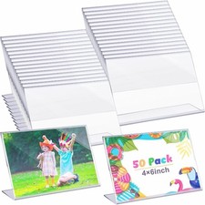 50 Pcs Acrylic Picture Frames Bulk 4 x 6 Inch Plastic Sign Holder Clear Frame