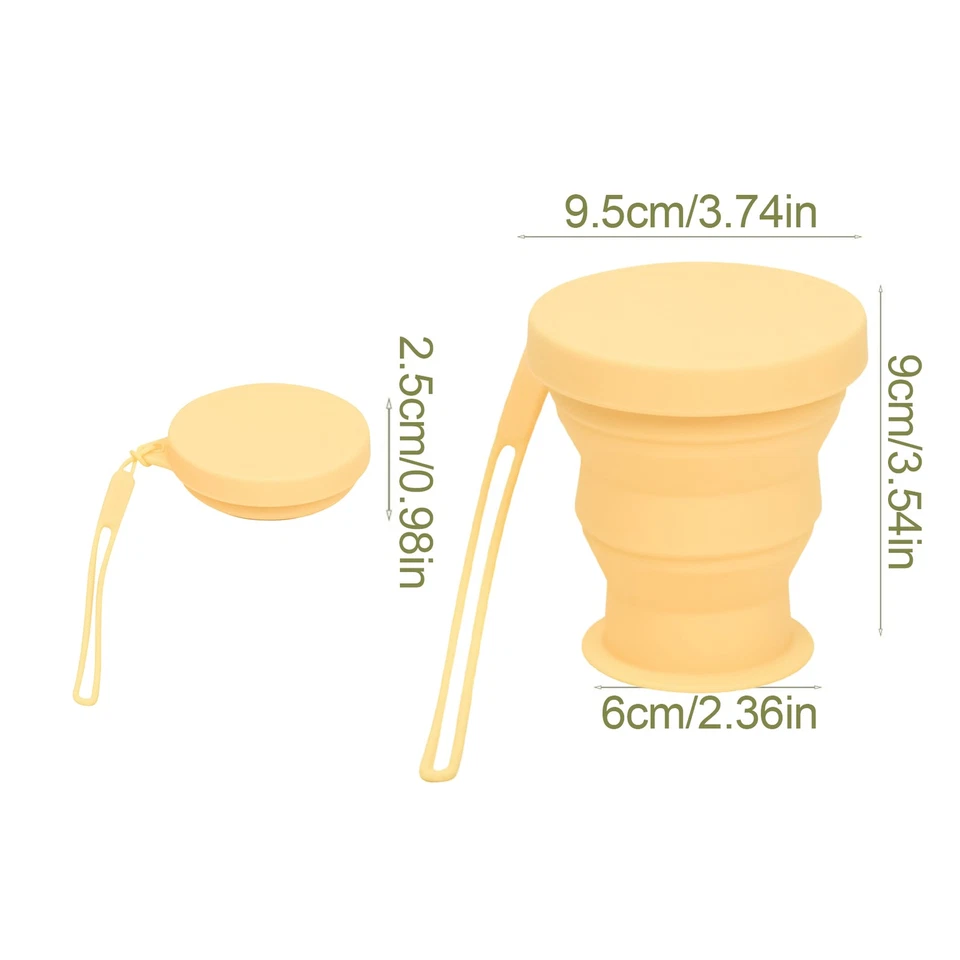 Taza de agua portátil reutilizable plegable de silicona con tapa para camping, viaje 200 ml Foto 4 de 4