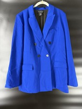 RACHEL ZOE Blazer Womens Medium Blue Three Button Stretch Jacket XL