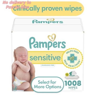 Pampers Sensitive Baby Wipes Unscented, 12 Pack, 1008 Total Count