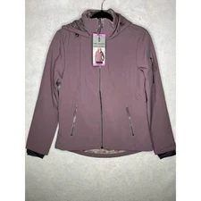 Free Country Jacket Womens Small Purple Softshell Hooded Fleece Lined Zip