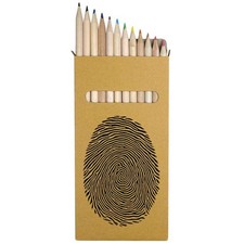 12 x 'Fingerprint' Long 178mm Coloured Pencils / Pencil Set PE00071925 