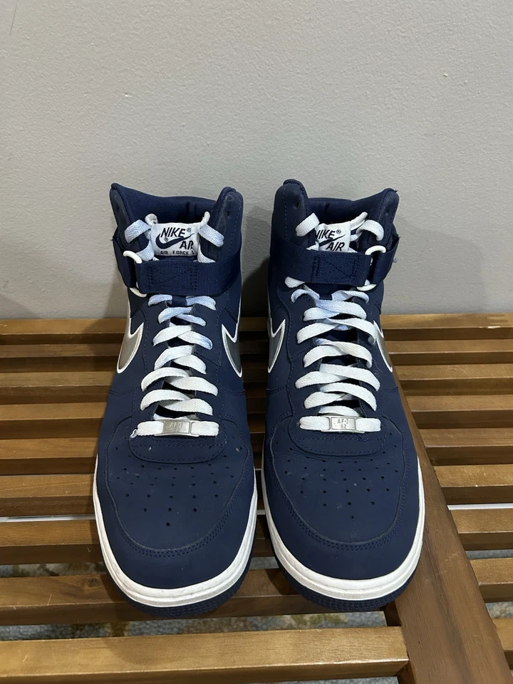 Nike Air Force 1 High Top Size 11.5 US 2012 Midnight Blue & Silver Swoosh Rare - Image 2 of 4