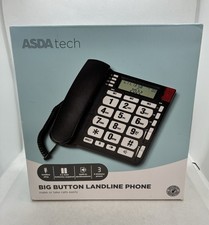 Telefono fisso con cavo a pulsante grande ASDA Tech grande tasto quadrante facile vivavoce