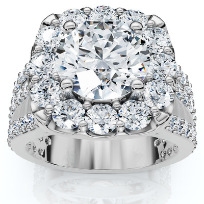 Zertifizierter 3-reihiger Verlobungsring 4 kt Diamant 14 kt Gold Lab Grown
