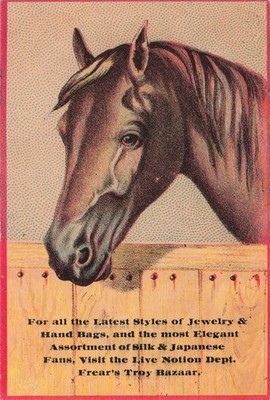 Frear's Troy Bazaar Horse Manufacturer's Remnants Of Ribbons Trade Card (B)