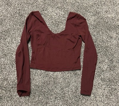 Lululemon Align Long Sleeve Cropped Size 8 Red / Burgundy / Wine