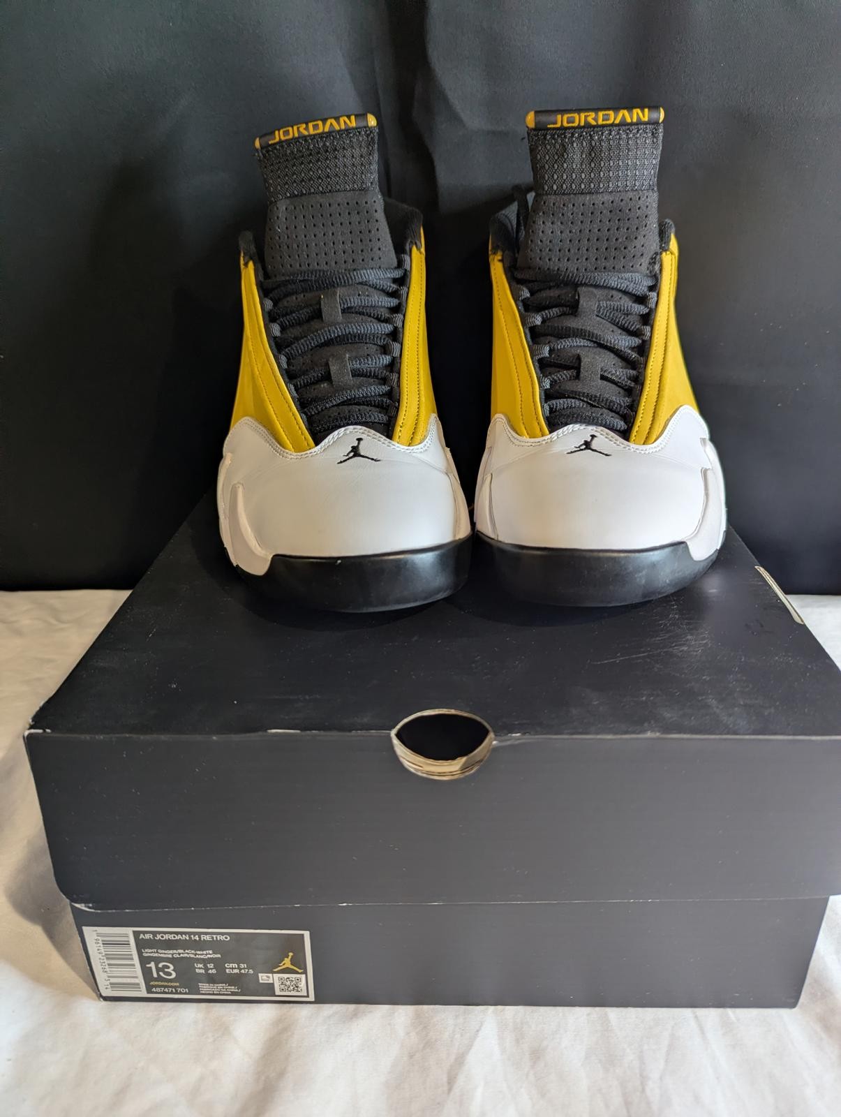 Jordan 14 Retro "Light Ginger" Size 13 Used VGC w/ Box 487471-701 Yellow/White