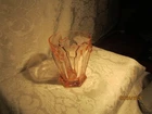 Vintage Pink Depression Hexagon Glass w/Bee