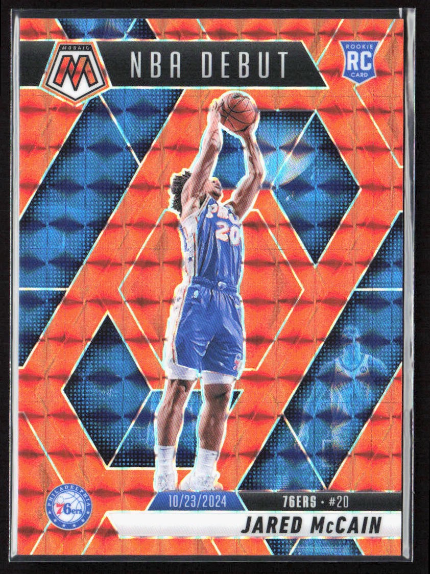 2024-25 Panini Mosaic Jared McCain NBA Debut Orange Prizm Rookie /249 #263 76ers