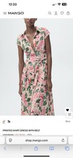 Mango Women's Floral Printed Shirt Dress Size2