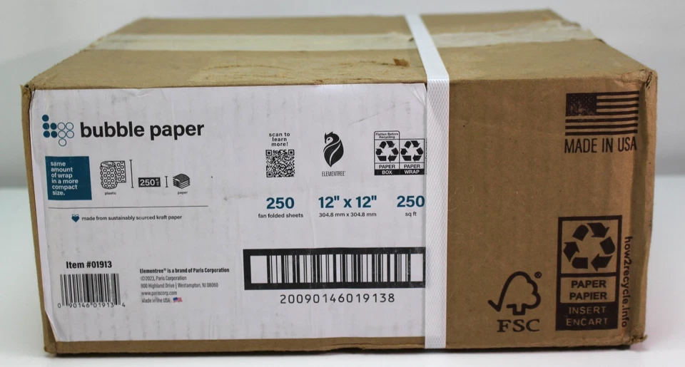 New Bubble Paper 12"x12" 250 Sq Ft Made USA Wrapping Packing Sustainable #01913 - Image 3 of 4