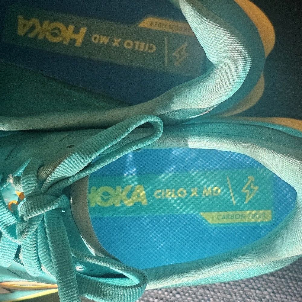 Hoka Blue and Yellow Athletic Shoes with Traction Sole thumbnail 10
