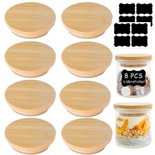 Oui Yogurt Jar Lids - 8 Pack Lids-Natural Bamboo Wood with 8Pcs