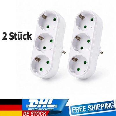2x multi-socket outlets, 3-way socket splitter, triple socket adapter
